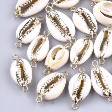 Schelp kralen tussenstuk specials Kauri Cream ivory grey-..., Ophalen of Verzenden, Nieuw, Tussenstuk of Tussenkraal