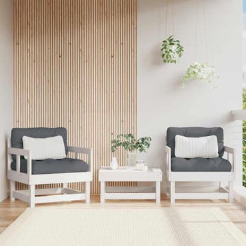 vidaXL Tuinstoelen met kussens 2 st massief grenenhout wit, Verzenden, Nieuw, Tuinset