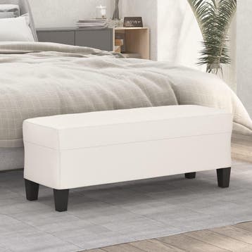 vidaXL Bankje 100x35x41 cm kunstleer crèmekleurig, Huis en Inrichting, Banken | Bankstellen, Verzenden, Nieuw, Leer, Minder dan 150 cm