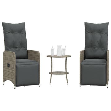 vidaXL Tuinstoelen 2 st verstelbaar met tafel poly rattan, Tuin en Terras, Tuinstoelen, Verzenden, Nieuw