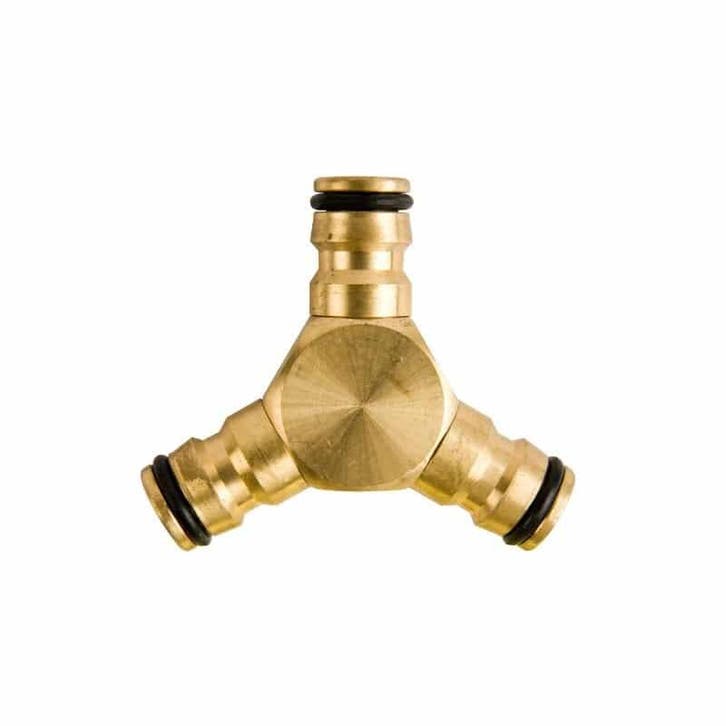 Polet - Polet Slangstukkoppeling Messing Drieweg, Tuin en Terras, Hand-tuingereedschap, Nieuw, Ophalen of Verzenden