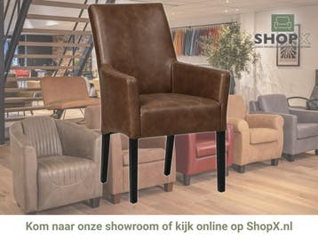 Leren eetkamerstoel Just met armleuning - Vintage Brown, Huis en Inrichting, Bruin, Bohemian, Eigentijds, Klassiek, Retro, Romantisch, Scandinavisch