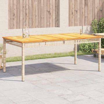 vidaXL Tuintafel 180x90x75 cm poly rattan en acaciahout, Tuin en Terras, Verzenden, Nieuw