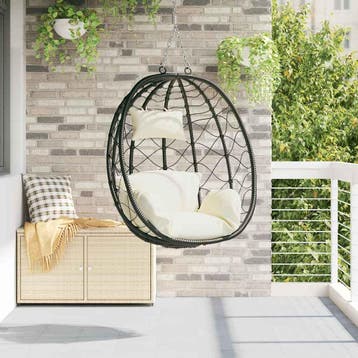 vidaXL Hangende ei-stoel poly rattan 91 x 54,5 x 107 cm, Verzenden, Nieuw