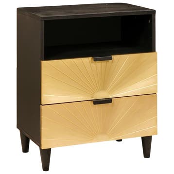 vidaXL Nachtkastje Zwart en Goud 50 x 33 x 62 cm Bewerkt, Minder dan 45 cm, Verzenden, Nieuw, 55 tot 70 cm