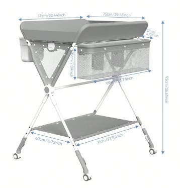 Verstelbare Baby Aankleedtafel met Wielen en Opbergruimte, Verzenden, Nieuw