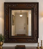 Wandspiegel - Snijhout, Hout, Glas