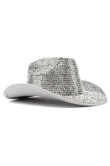 Cowboyhoed Zilver Strass Steentjes Cowgirl Western Hoed Zilv, Ophalen of Verzenden, Nieuw, Carnaval