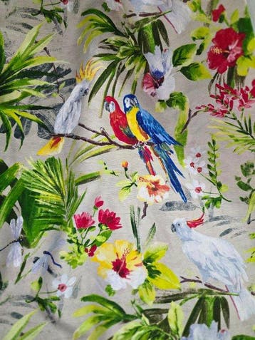 San Leucio-esclusiva tessuto tropici con pappagalli e