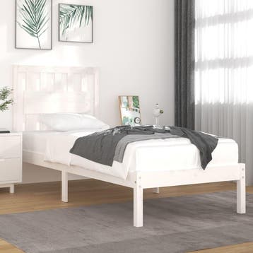 vidaXL Bedframe massief grenenhout wit 90x190 cm, 90 cm, Eenpersoons, Verzenden, Wit