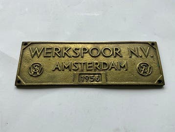 treinbord - Werkspoor Amsterdam - Reclamebord - brons of