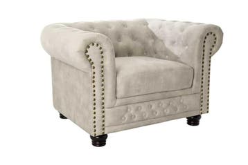 Chesterfield fauteuil 110cm fluweel champagne met, Ophalen of Verzenden, Nieuw