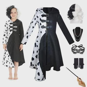 Meisjes Cruella Deville Kostuum - Zwart Dalmatiër Jumpsuit J, Verzenden, Nieuw