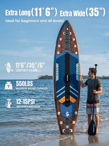 SOLAVERO Opblaasbaar stand-up paddleboard van 3,5 meter met, Verzenden, Zo goed als nieuw