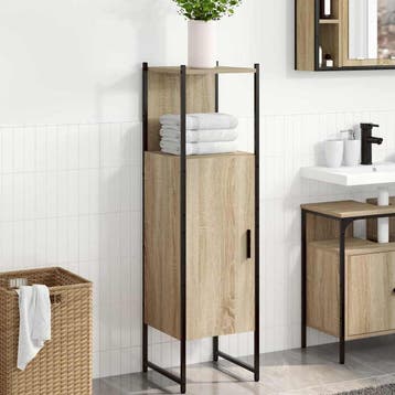 vidaXL Badkamer Kast Beige 33 x 33 x 120,5 cm Bewerkt hout, Verzenden, Nieuw