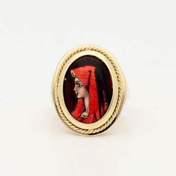 Ring - 14 karaat Geel goud - Email dÁrt., Nieuw