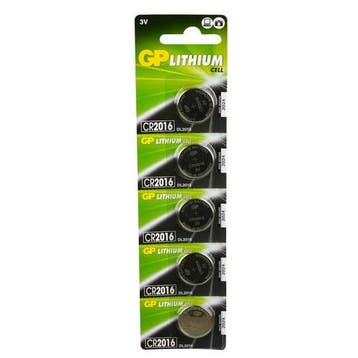 GP LITHIUM CR2016 3V 5 STUKS ACTIEPACK, Nieuw