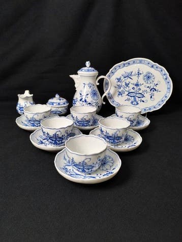 Meissen - Cipolla Blu - Set di servizio da caffè per 6