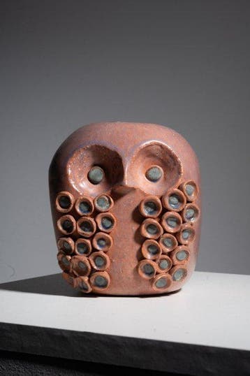 sculptuur, Chouette en céramique - 14 cm - Keramiek - 1960