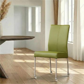 Leren eetkamerstoel Comfort met wieltjes, Huis en Inrichting, Ophalen of Verzenden, Nieuw, Leer, Modern