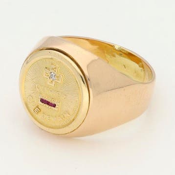 Ring - 18 karaat Geel goud, Roségoud, Robijn Diamant, Nieuw