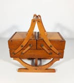 Naaidoos - Vintage container die geopend kan worden - Hout,
