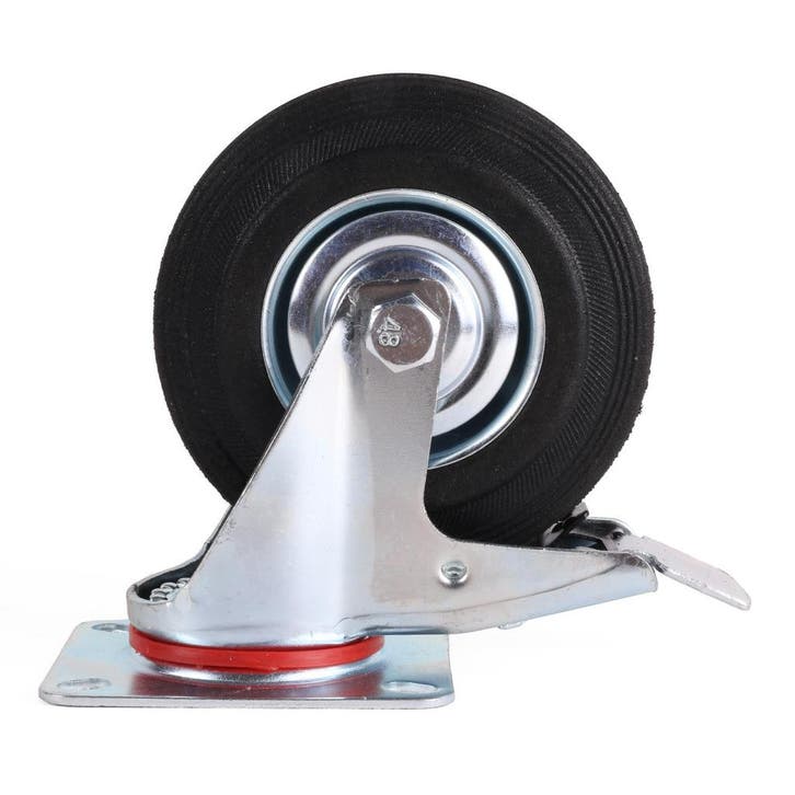 Benson Zwenkwiel met rem - Massief rubber - Ø 125 mm - Ma.., Doe-het-zelf en Verbouw, Zwenkwielen, Nieuw, Ophalen of Verzenden