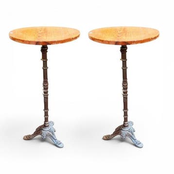 Bijzettafel - IJzer, Hout - Paar bijzettafels met metalen, Antiek en Kunst