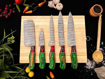 Keukenmes - Kitchen knife set - F137 - Staal, Hout,