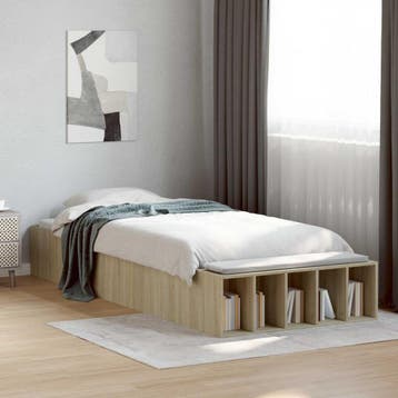vidaXL Bedframe met opslag Sonoma Eiken 80 x 200 cm Bewerkt, Verzenden, Nieuw, Bruin, Hout