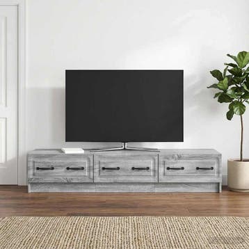 vidaXL TV-kast 147 x 34,5 x 27 cm Grijs sonoma Bewerkt hout, Minder dan 50 cm, Verzenden, Nieuw, Minder dan 100 cm