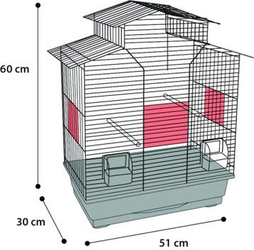 Vogelkooi Flamingo Numfor 1 Wit – Parkietenkooi 51x30x60 c, Verzenden, Nieuw, Metaal, Vogelkooi