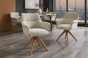Bureaustoel LE GRAND beige chenille naturel massief, Ophalen of Verzenden, Nieuw