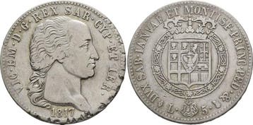 5 Lire Turin 1817 Italien Sardinien: Victor Emanuel I, 18..., Verzenden