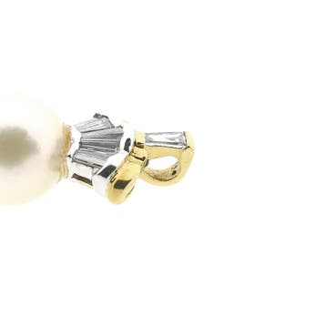Gouden hanger met parel en diamant 0,24 ct., Ophalen of Verzenden, Gebruikt, Goud, Overige merken