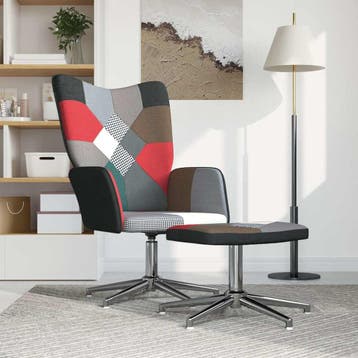 vidaXL Relaxstoel met voetenbank patchwork stof, Verzenden, Nieuw