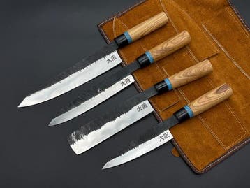 Japanese Style Kitchen Knife SET With Leather BAG Included -