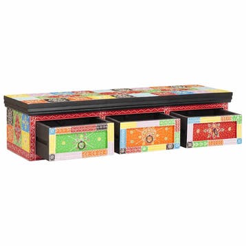 vidaXL TV-kast met lade Multikleur 100 x 30 x 24 cm Massief, Huis en Inrichting, Woonaccessoires | Cd- en Dvd-rekken, Verzenden