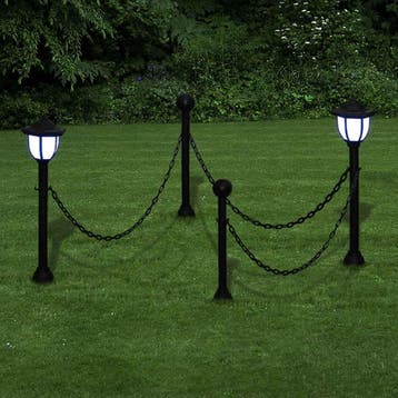 vidaXL Solarlampen 4 st met hekwerk en palen, Verzenden, Nieuw, Kunststof, Zonne-energie