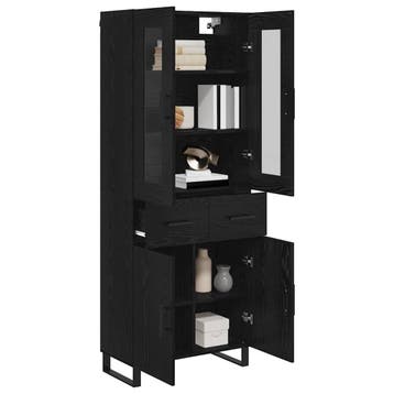 vidaXL buffetkast 2 st Zwart Eiken 69,5 x 34 x 180 cm, Minder dan 50 cm, Verzenden, Nieuw, Minder dan 100 cm