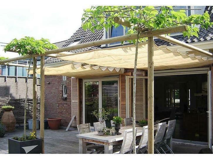 Nesling coolfit harmonica schaduwdoek 3,7 mtr breed 3,7 mtr, Tuin en Terras, Schaduwdoeken, Nieuw