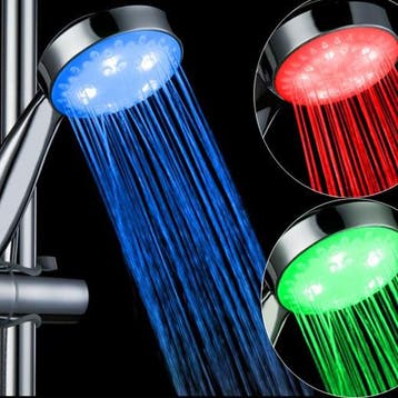 LED RGB 3 kleuren douche kop douchekop kleurendouche chroom, Verzenden, Nieuw