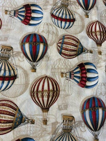 Prachtige stof met een motief van een luchtballon in Art, Antiek en Kunst