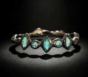 925 zilver zwart gerhodineerd - groene onyx - Ring