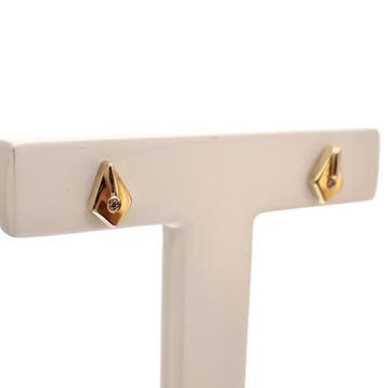 Gouden oorstekers met zirconia (Oorbellen), Gebruikt, Ophalen of Verzenden, Met edelsteen, Goud