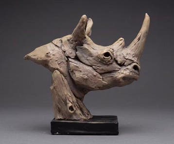 Beeld, Exclusief sculptuur van een neushoorn 45 cm / 4.2 kg
