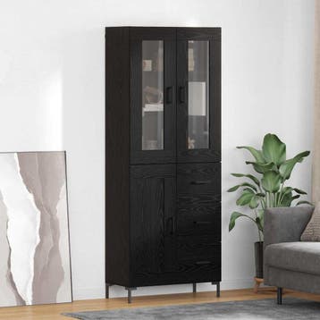 vidaXL buffetkast 2 st Zwart Eiken 69,5 x 34 x 180 cm, Minder dan 50 cm, Verzenden, Nieuw, Minder dan 100 cm