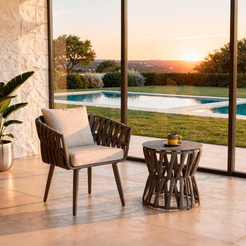 Set Lugano in touwdesign, aluminium frame, schroefpoten, Tuin en Terras, Tuinsets en Loungesets, Verzenden, Nieuw