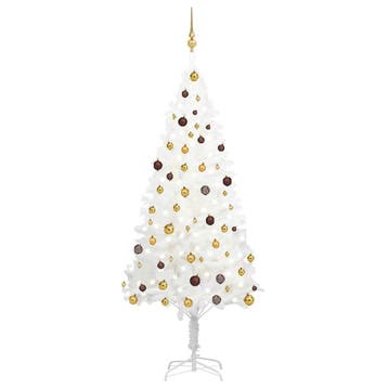 vidaXL Kunstkerstboom met verlichting en kerstballen 210 cm, Verzenden, Nieuw