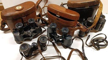 Zeiss historische Ferngläser aus ca 1910, im Köcher, Analoge, Verzamelen